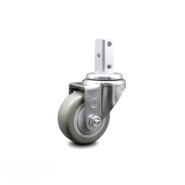 3 Inch Gray Polyurethane Wheel Swivel 7/8 Inch Square Stem Caster SCC